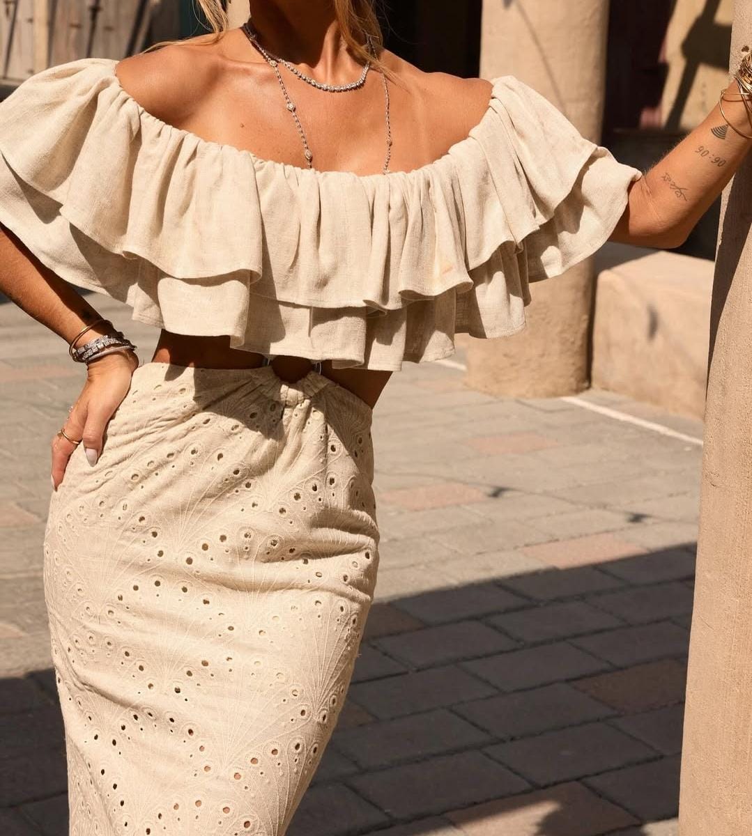 Vestido Linho Babados