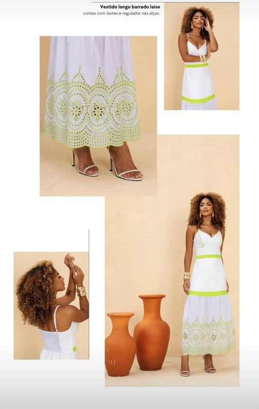 Vestido Longo Laise Barrado Lima