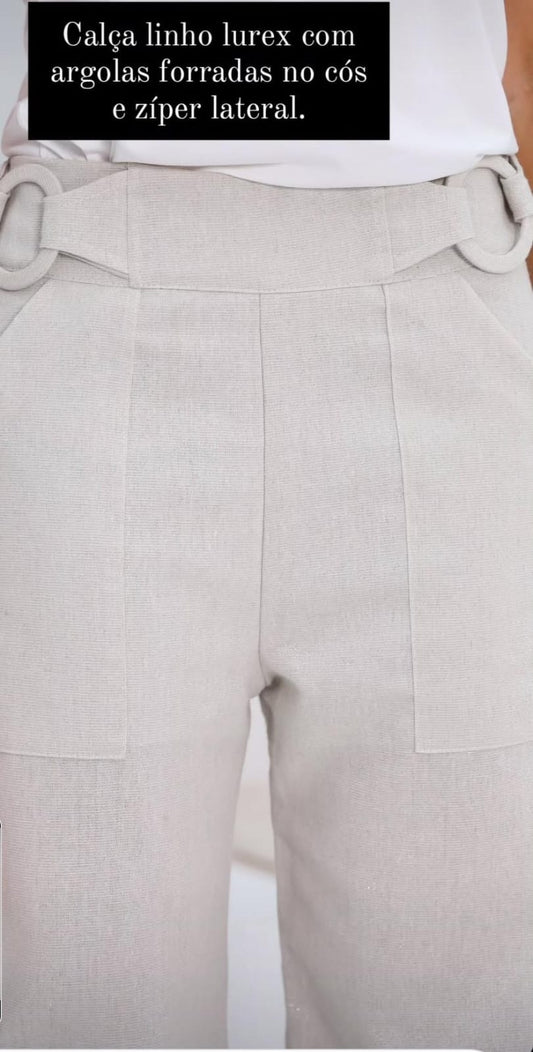 Calça Linho Lurex com Argolas