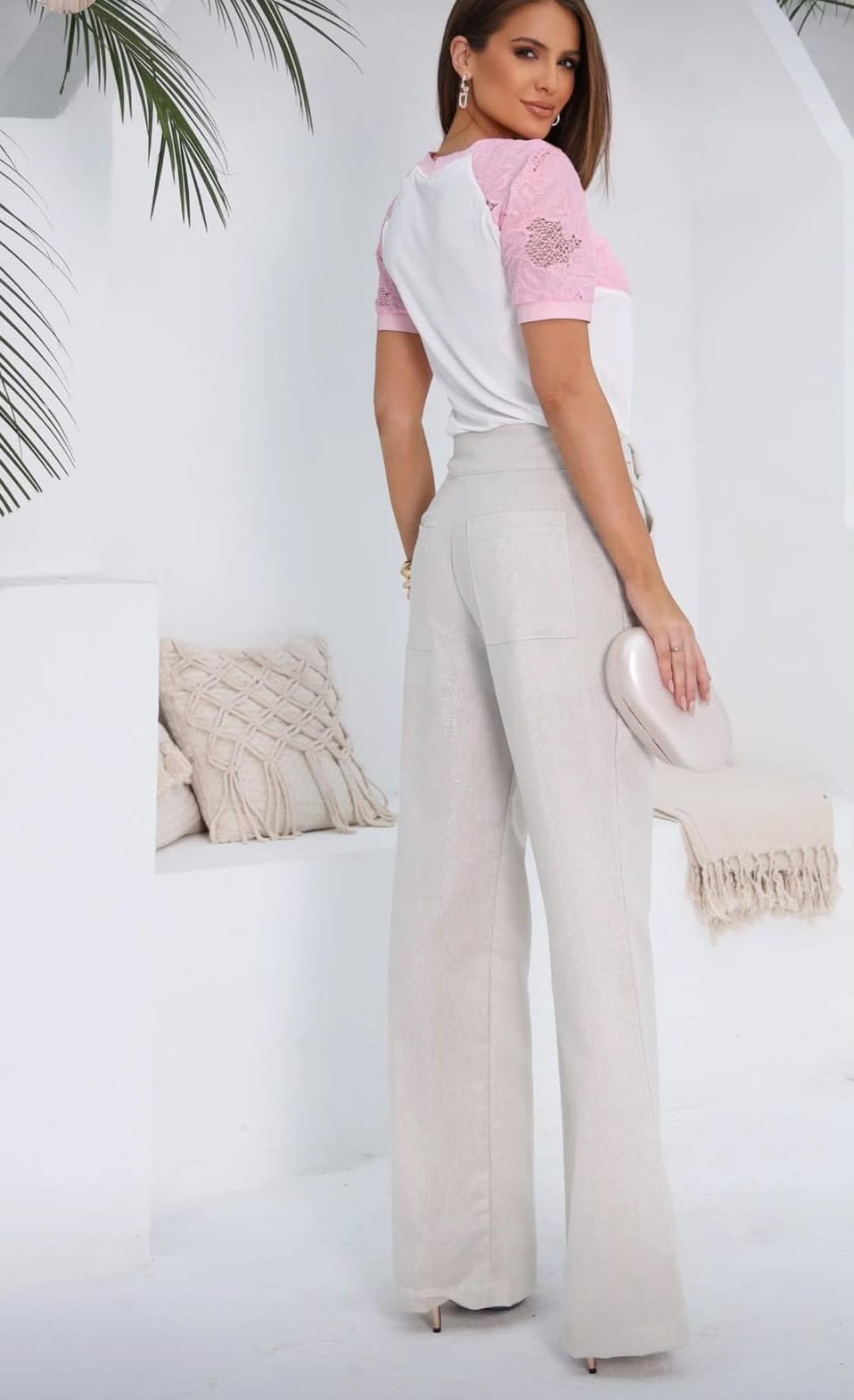 Calça Linho Lurex com Argolas